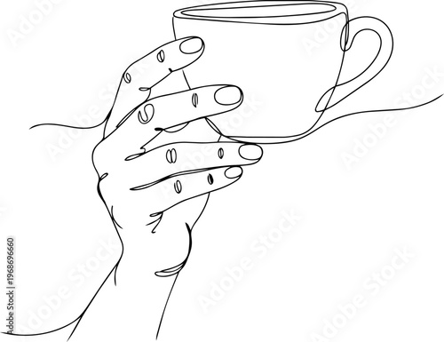 coffee and enjoying coffee moment  line art vector 