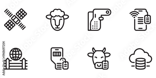 Smart Farming and Agriculture Technology Outline Icons