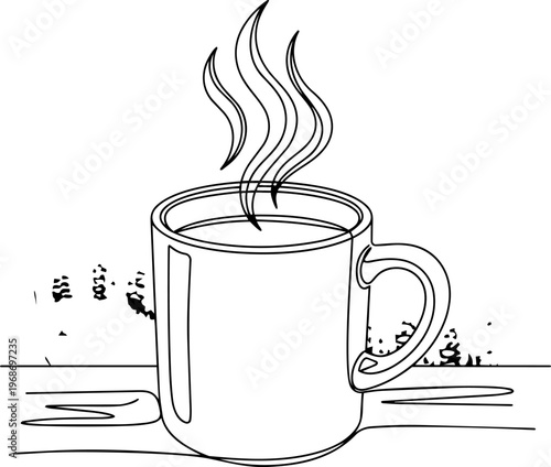 coffee and enjoying coffee moment  line art vector 