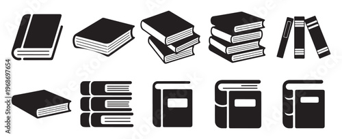Collection of stacked and open book icons for reading. vector illustration eps 10