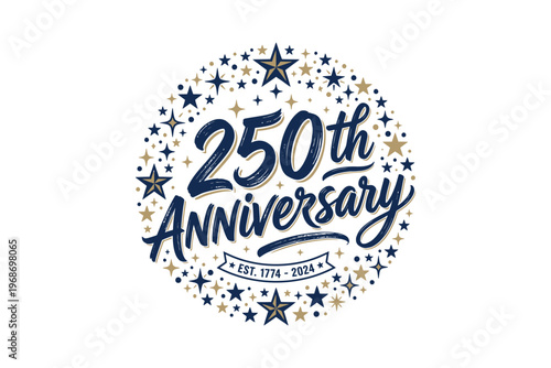 USA 250th Anniversary Semiquincentennial Patriotic Typography Icon