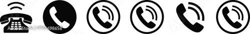 Phone call icons. telephone symbols with ringing waves. communication vector illustrations.