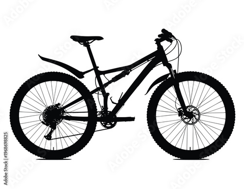 Mountain Bike Silhouette on White bicycle cycling