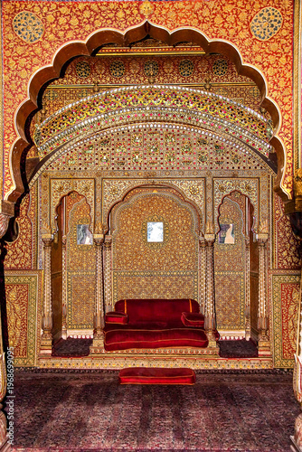 Junagarh Fort in Bikaner, India stands tall with its imposing red sandstone architecture