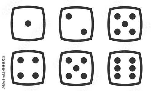 Six Dice Faces Showing Numbers 1 to 6 game gambling