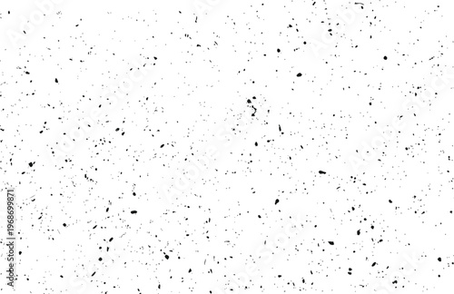 Black particles and debris flying on white background for overlay