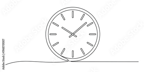 Minimalist Continuous Line Drawing of a Wall Clock