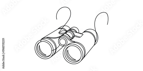 Minimalist Continuous Line Drawing of Binoculars for Exploration and Discovery