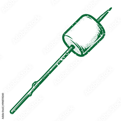 Green of a marshmallow on a stick skewer campfire treat