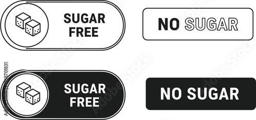 set of four sugar free labels in different styles with black and white colors.