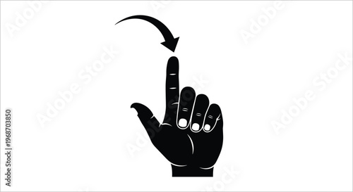 Interactive hand gesture icon for mobile touchscreen scrolling and navigation interface application.