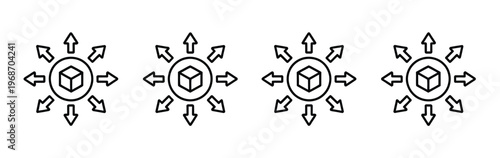 Distribution Box Icon Vector Line Symbols for Electrical Panel and Wiring System