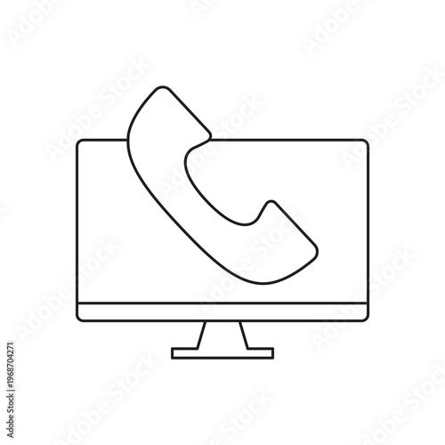 Telephone handset communication on computer monitor screen