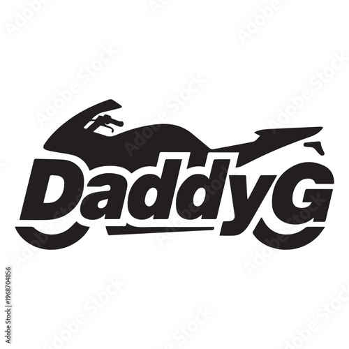 DaddyG Sport Motorcycle Vector Silhouette Logo Design Isolated On White Background Label