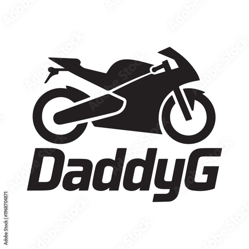 DaddyG Sport Motorcycle Vector Silhouette Logo Design Isolated On White Background Label