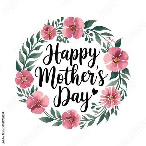 Happy Mother's Day Floral Background with Elegant Typography