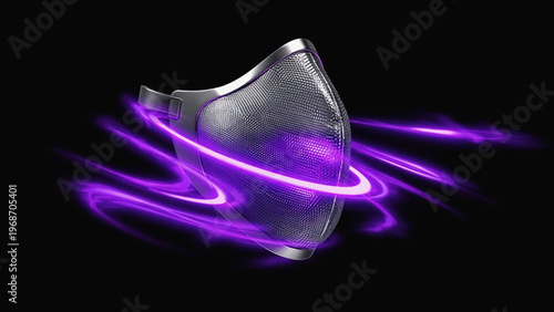 CorePulse MaskFuturistic face mask hovering in rotation, animated pulse lines. Ai generated.