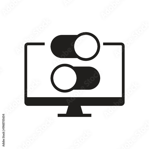 Multiple toggles icon on solid computer monitor screen