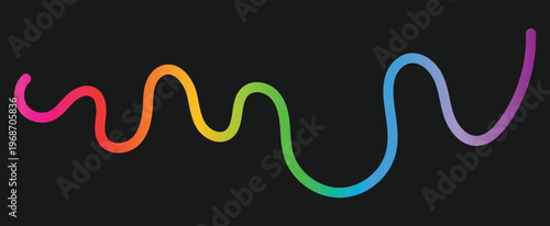 Abstract Color Lines Set. 3D Wave Shape Lines with Gradient. Background with Wave Rainbow Ribbons. Abstract Vector Background with Gradient Line Waves. Fun Dynamic Color Doodles. Vector Color Lines wi