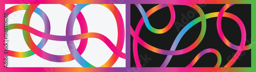 Abstract Color Lines Set. 3D Wave Shape Lines with Gradient. Background with Wave Rainbow Ribbons. Abstract Vector Background with Gradient Line Waves. Fun Dynamic Color Doodles. Vector Color Lines wi