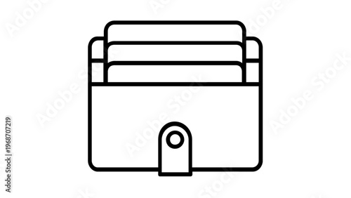 Minimalist wallet vector icon featuring credit cards. Simple line art illustration of a leather billfold for finance, banking, and payment concepts. Scalable flat design for web and apps.