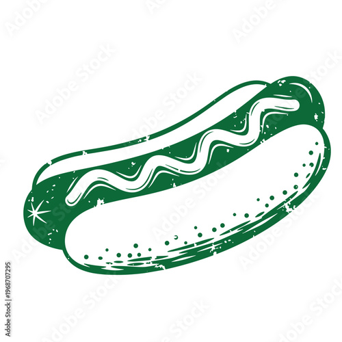 Green hot dog with grunge effect isolated on transparent background hotdog