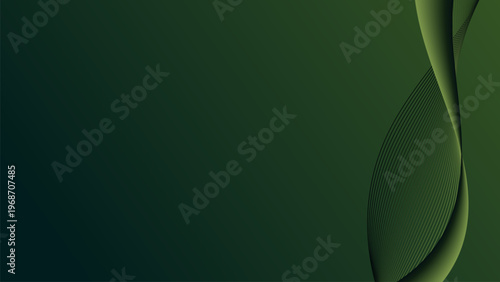 Dark green abstract gradient background with smooth layered curves and modern soft shadow blend