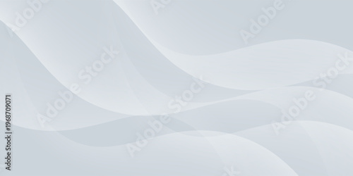 Minimalist abstract background featuring soft gray wave shapes with smooth gradients and layered curves. Clean and modern design suitable for presentations, websites, banners, and corporate templates.