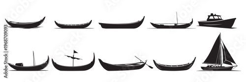 Sleek black motorboat vector illustration