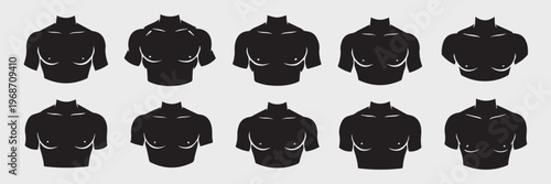 Male Chest Silhouette Flat Design Vector
