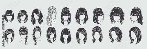 Minimalist female bob haircut vector illustration