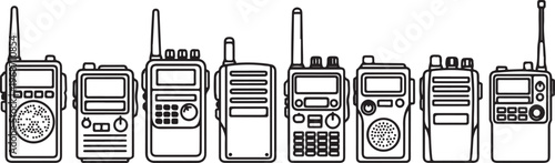 A collection of various modern mobile phones displayed in a row Vector