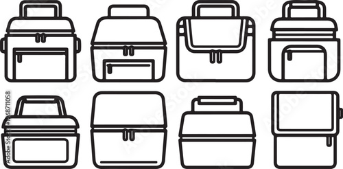 Different types of vehicles shown in simple line drawings Vector