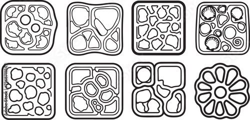 Intricate celtic knot patterns featuring interwoven loops and symmetrical designs Vector