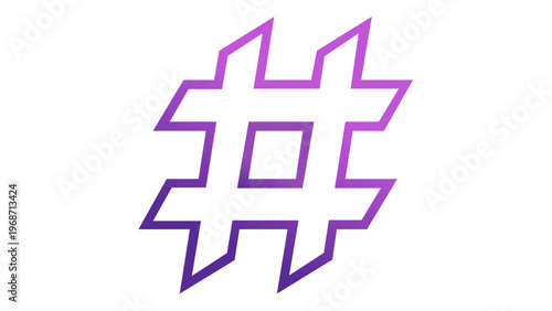 Modern Purple Gradient Hashtag Vector Icon Illustration for Social Media Marketing, Digital Communication, and Trending Topics. Minimalist Scalable Graphic Design Element for Web and App UI.