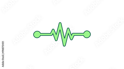 Green gradient signal line vector icon representing frequency, pulse, or heartbeat. Minimalist flat illustration for technology, healthcare, and communication concepts. Scalable AI-generated graphic.