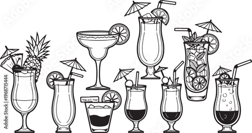 A collection of various antique glass vessels and containers Vector