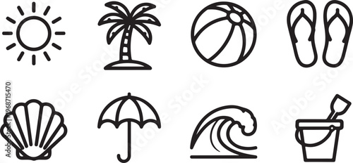 Simple line drawings of various objects and symbols Vector