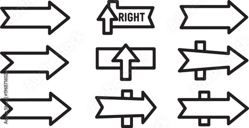 Arrows in various styles and orientations for directional guidance Vector