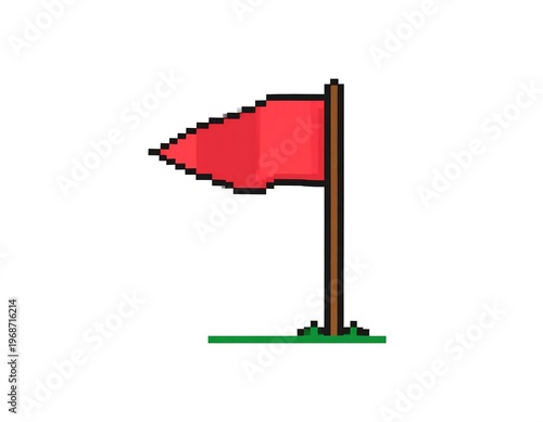 Pixelated red flag on a white background