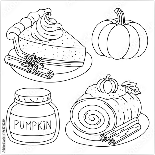 set of hand drawn vector illustration of food