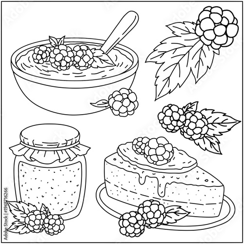 set of hand drawn vector illustration of food