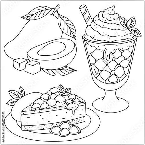set of hand drawn vector illustration of food