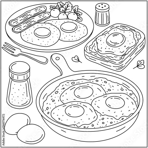 set of hand drawn vector illustration of food