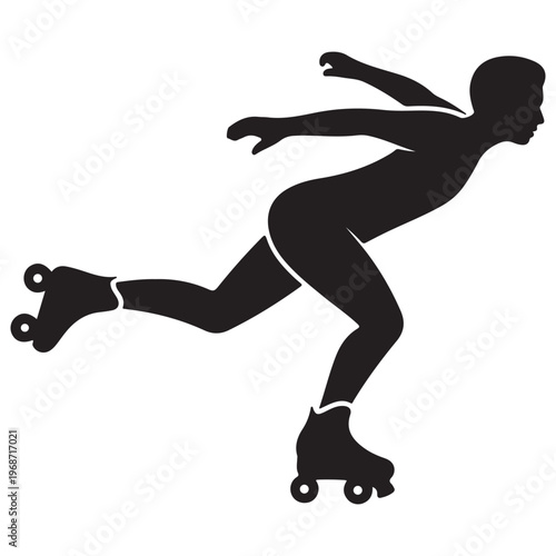 Minimalist Roller Skater in Motion Vector Icon