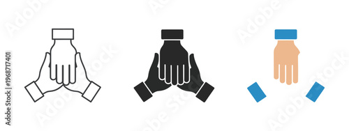 Teamwork collaboration hands together icon unity support cooperation corporate business partnership community vector illustration design
