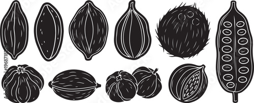 Various styles of vintage leather handbags and satchels displayed in black and white Vector