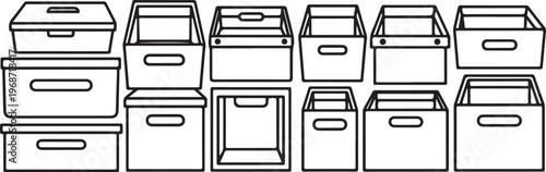 Sketches of vehicles and buildings with varying window styles and details Vector