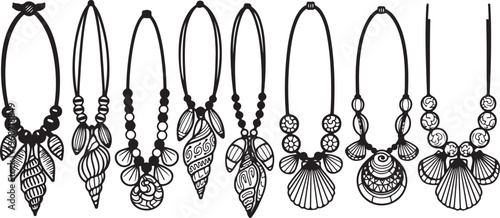 Line drawing of various types of scissors with detailed blades and handles Vector