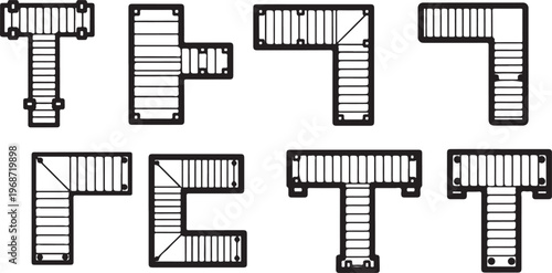 Illustration of various types of window designs and arrangements Vector